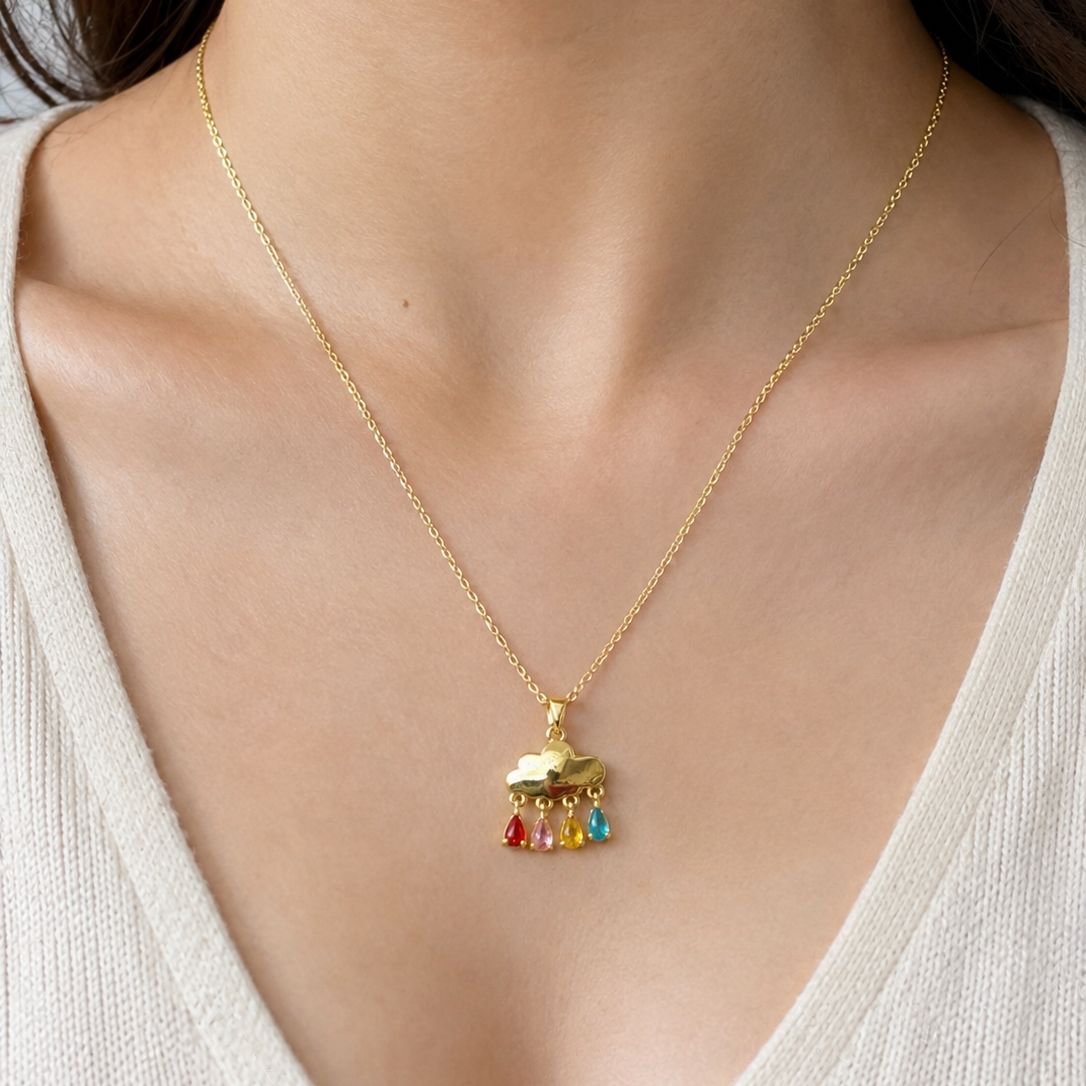 Rainbow Cloud Charm Necklace